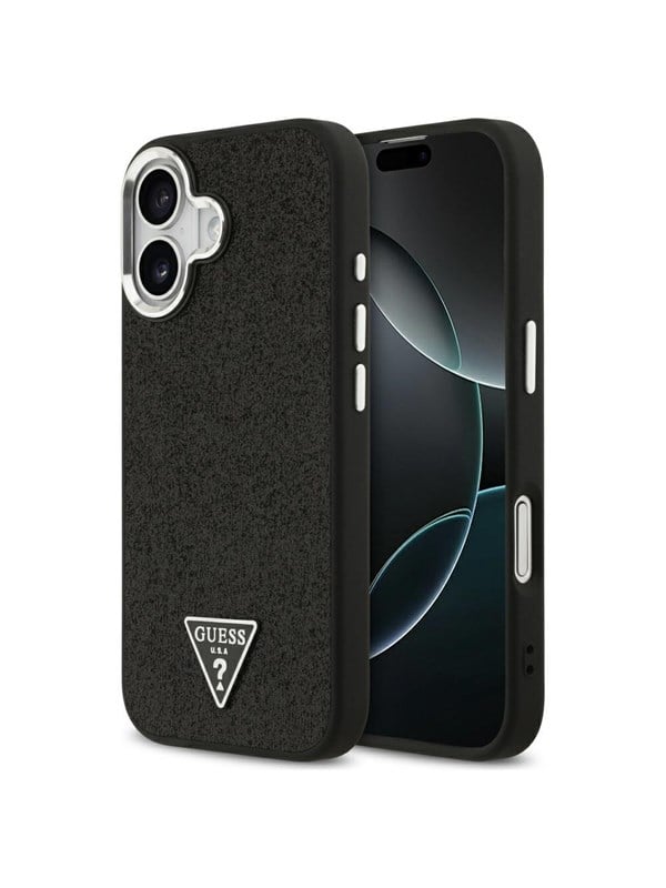 GUESS Glitter Triangle Logo MagSafe Case for iPhone 17 - Black