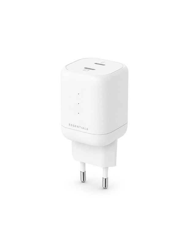 ESSENTIALS by UPSTRM 100W Dual Port USB-C GaN Charger  2 Ports - White