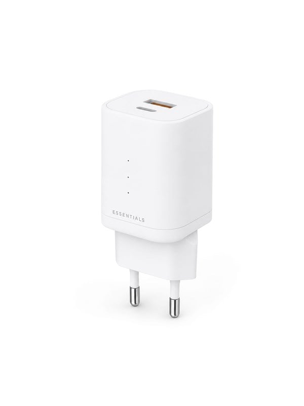 ESSENTIALS by UPSTRM 45W Dual Port  GaN Charger - USB-C  USB-A  2 Ports - White