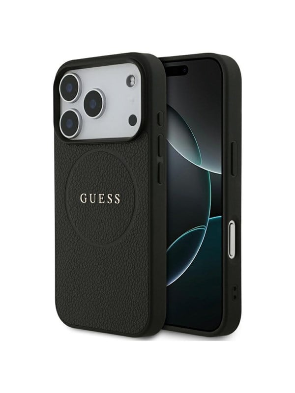 GUESS Grained Ring MagSafe case for iPhone 17 Pro - black