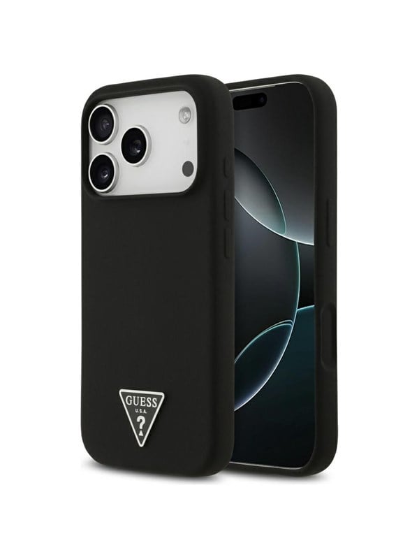 GUESS Silicone Triangle Logo MagSafe Case for iPhone 17 Pro Max - Black
