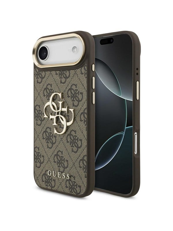 GUESS 4G Big 4G Classic Logo Case for iPhone Air - Brown and Gold