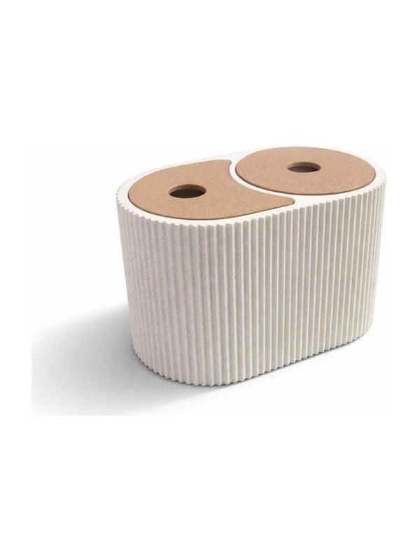 Simiu - MILIA - Behlter fr Wattepads und Wattestbchen - 9cm - WeimarmorLehmbraun