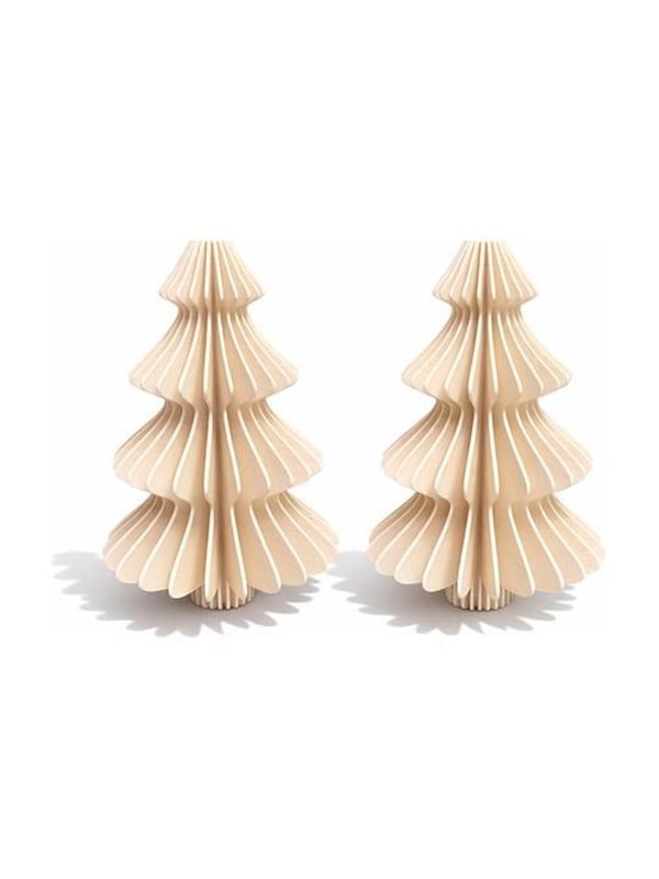 Simiu - Weihnachtsanhnger - 6 cm - Tannenbaum - Beige - 2er-Pack