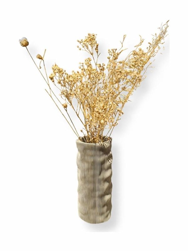 Simiu - CLAYLA Lamelvase - helles Ton - 20 cm