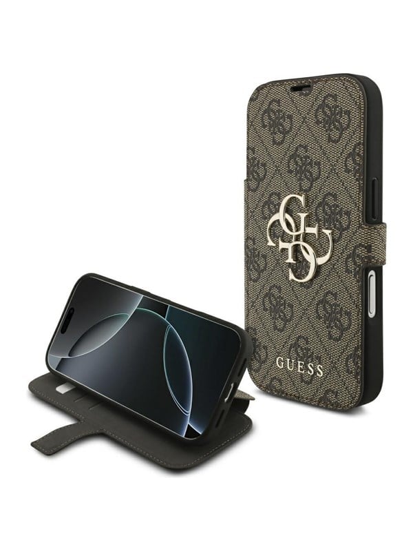 GUESS Book 4G Metal Logo Case for iPhone 17 Pro - Brown