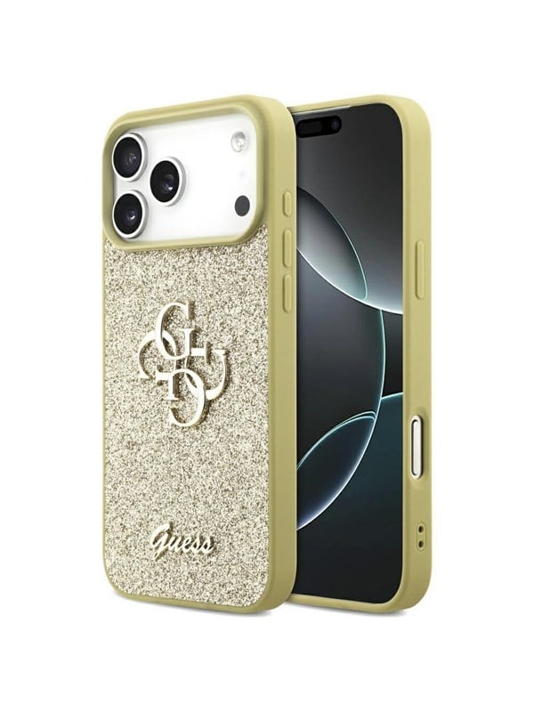 GUESS Fixed Glitter Big 4G case for iPhone 17 Pro Max - gold