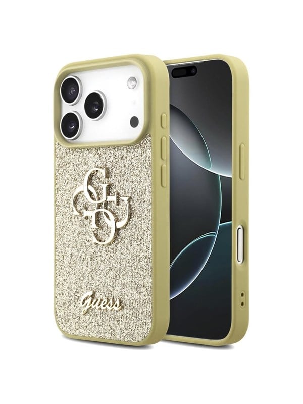 GUESS Fixed Glitter Big 4G case for iPhone 17 Pro - gold