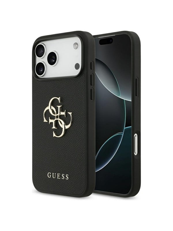 GUESS Grained Big 4G  Classic Logo case for iPhone 17 Pro Max - black