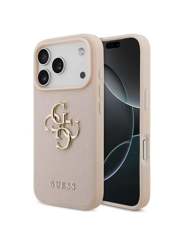 GUESS Grained Big 4G  Classic Logo iPhone 17 Pro Case - Pink