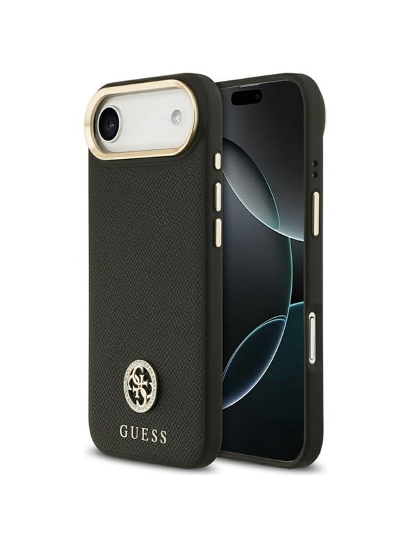 GUESS Grained Strass Logo MagSafe case for iPhone Air - black
