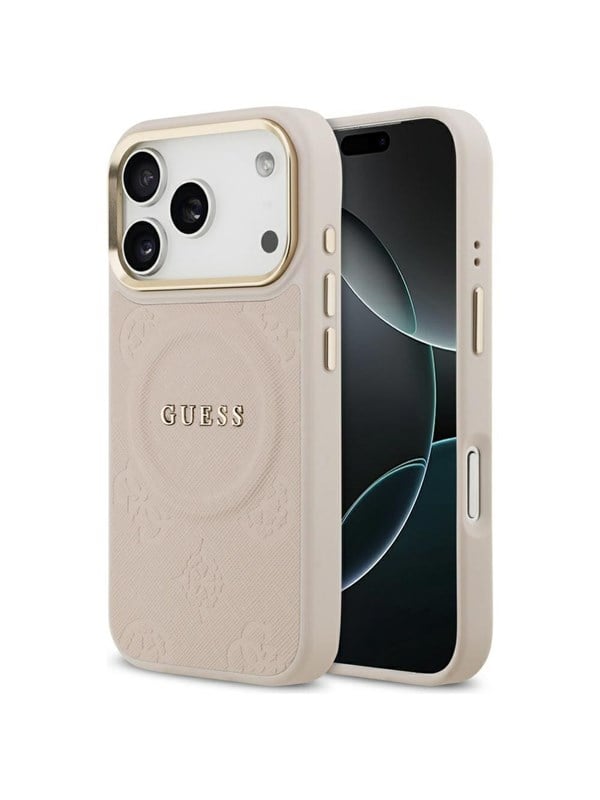 GUESS Peony Hot Stamp MagSafe Case for iPhone 17 Pro - Pink