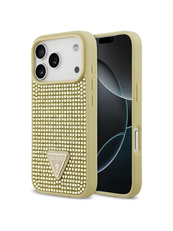 GUESS Rhinestone Triangle Logo iPhone 17 Pro Case - Gold