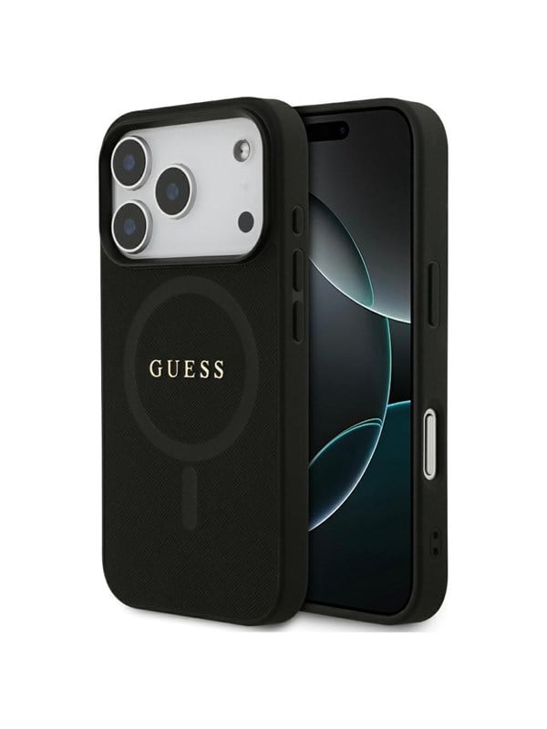 GUESS Saffiano Classic Logo MagSafe Case for iPhone 17 Pro - Black