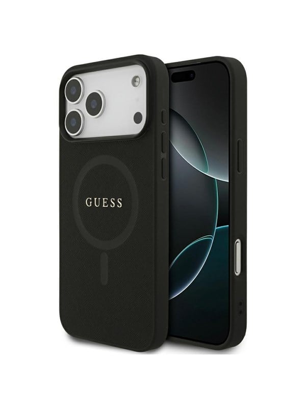 GUESS Saffiano Classic Logo MagSafe Case for iPhone 17 Pro Max - Black