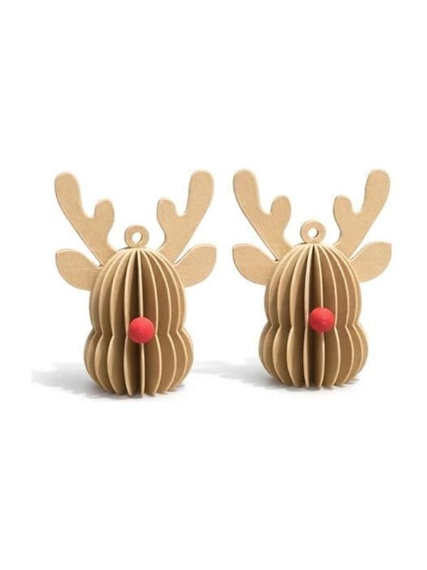 Mumi3D Mini-Weihnachtsanhnger - Rentier - Beige - 6 cm - 2 Stk