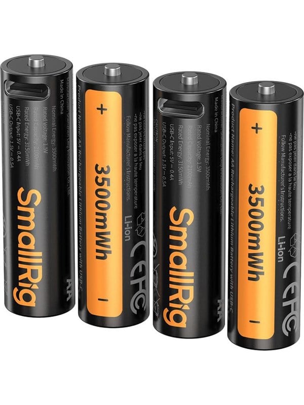 SmallRig 5768 Rechargeable Lithium Battery AA 2100mAh with USB-C 4pcs