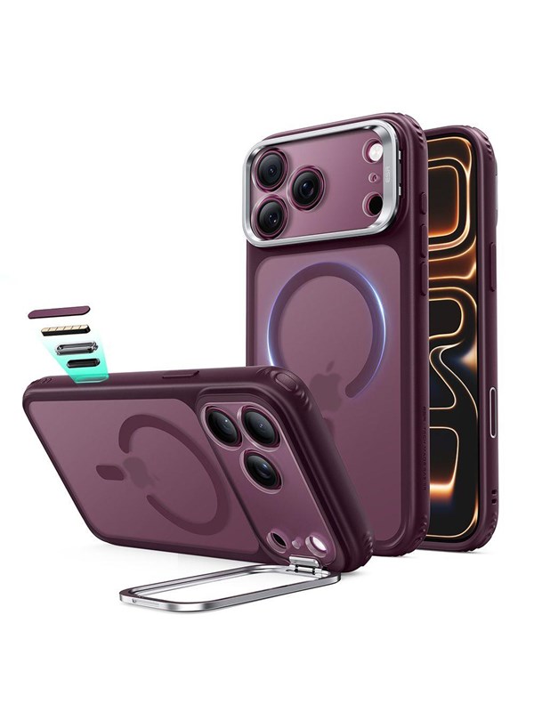 ESR Classic Hybrid Kickstand MagSafe case for iPhone 18 Pro Max 17 Pro Max - dark cherry matte