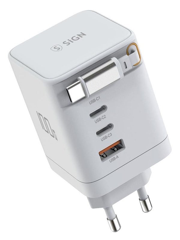 SiGN 100W GAN Fast Charger with Retractable USB-C