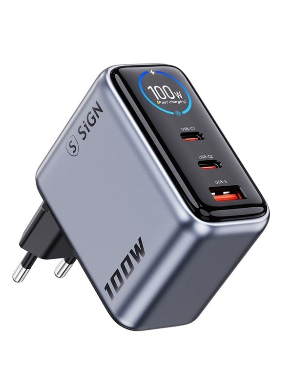 SiGN 100W Fast Charger with Display  2x USB-C  1