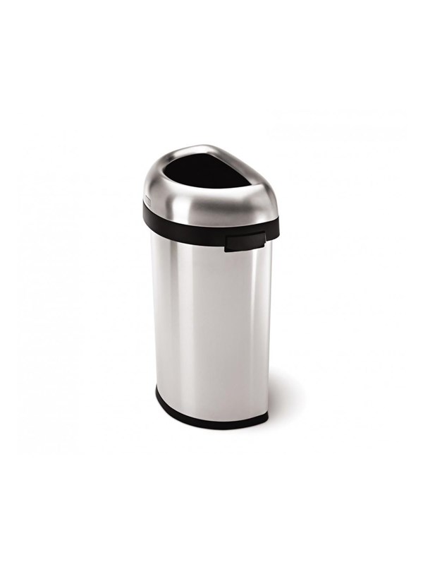 Simplehuman offener Abfalleimer  halbrund  60 L  gebrsteter Edelstahl