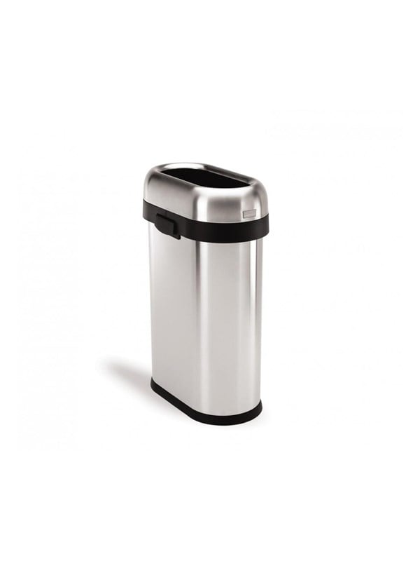 Simplehuman offener Abfalleimer  schmal  50 L  gebrsteter Edelstahl
