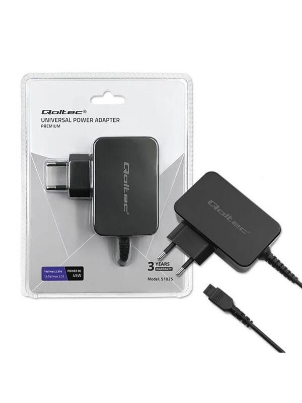 Qoltec Schwarz Universal-Laptop-Netzteil 45W Automatisch Mehrfachstecker 8 Stecker - Bild 4