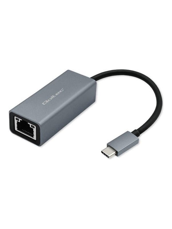 Qoltec netwerkadapter, USB-C 3.1, overgangsadapter |     RJ45 |     Ethernet |     1000 Mb/s |     Aluminium