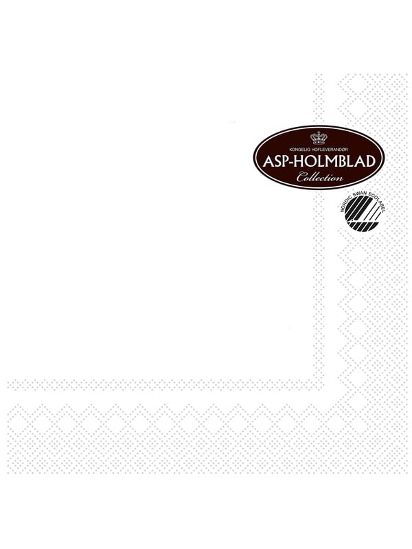 Asp-Holmblad 50stk Servietter 40cm 3-lag Ensfarvet Hvid