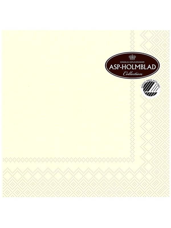 Asp-Holmblad 50stk Servietter 33cm 3-lag Ensfarvet Creme