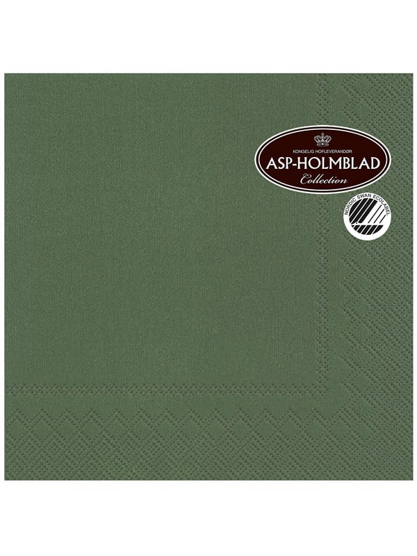 Asp-Holmblad 20stk Servietter 33cm 3-lag Ensfarvet Mosgrn