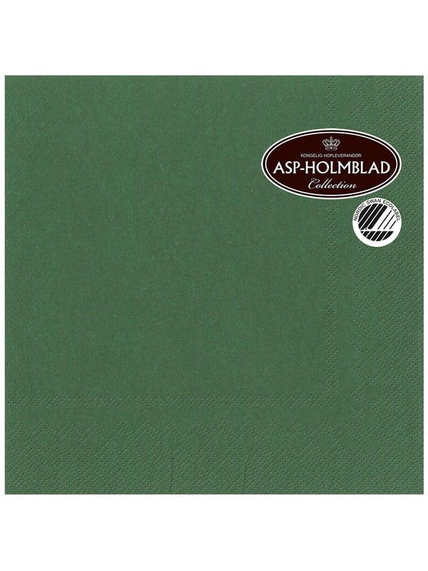 Asp-Holmblad 20stk Servietter 33cm 3-lag Ensfarvet Mrkegrn