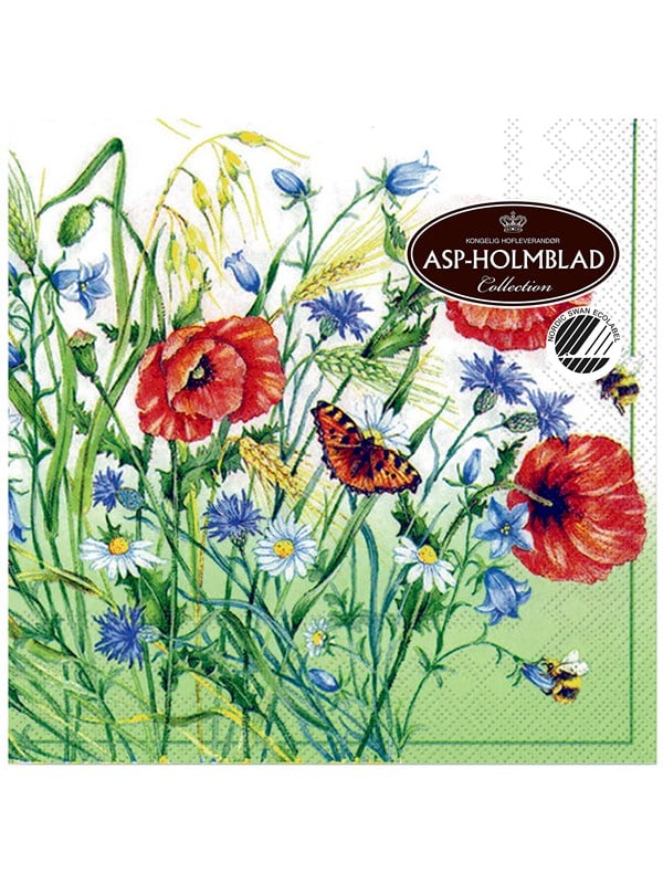 Asp-Holmblad 20stk Servietter 33cm 3-lag CORN POPPY