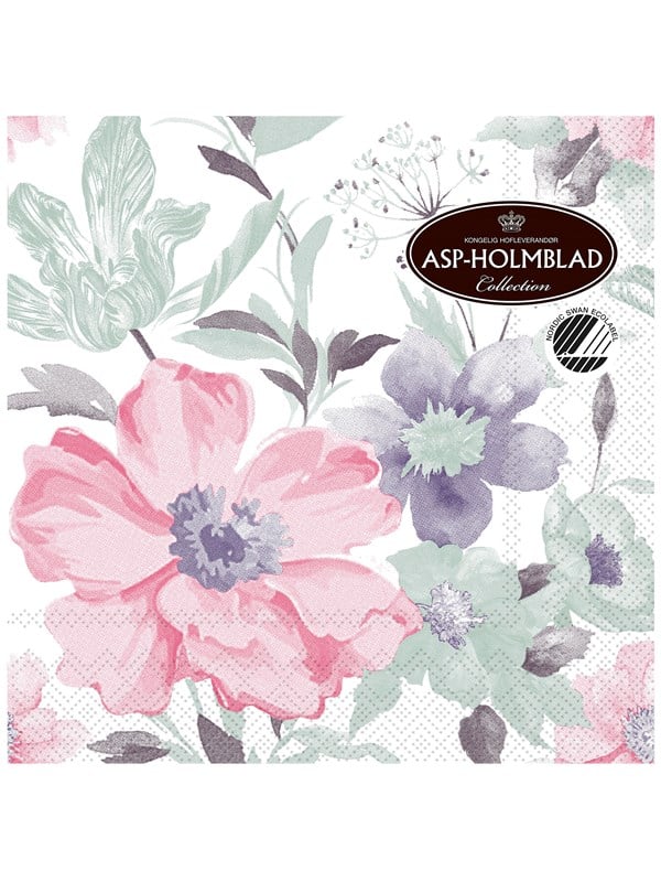 Asp-Holmblad 20stk Servietter 33cm 3-lag BIG FLOWER RHODODEND