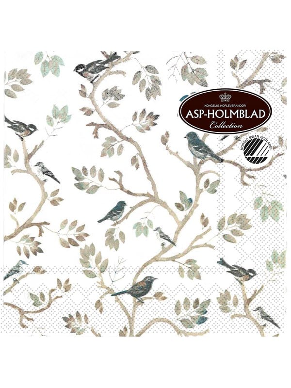 Asp-Holmblad 20stk Servietter 33cm 3-lag SMALL BIRDS