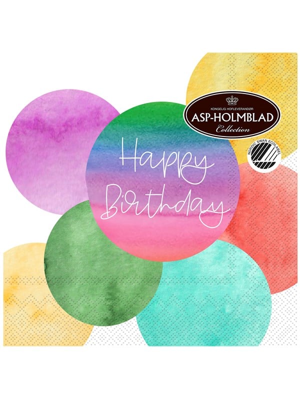 Asp-Holmblad 20stk Servietter 33cm 3-lag HAPPY BIRTHDAY