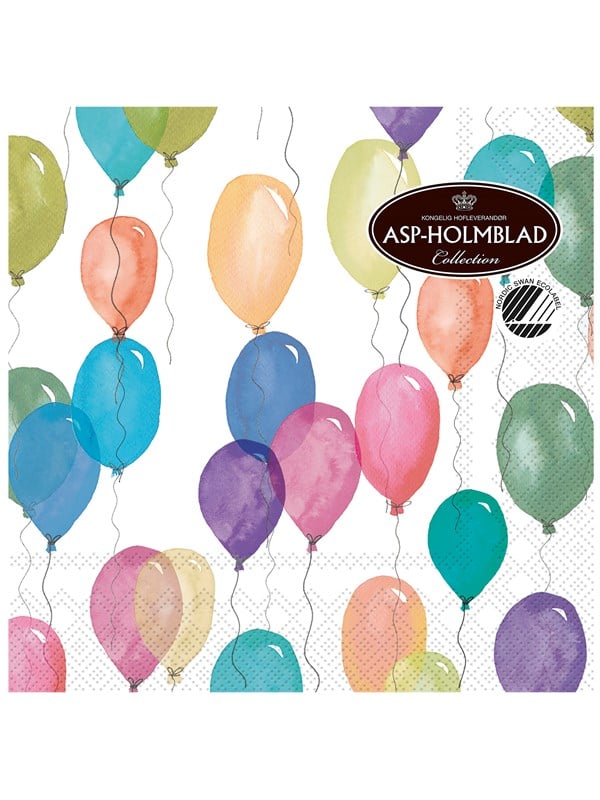 Asp-Holmblad 20stk Servietter 33cm 3-lag BIRTHDAY BALLOONS