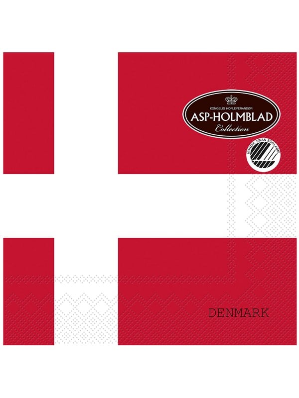 Asp-Holmblad 20stk Servietter 33cm 3-lag DANNEBROG