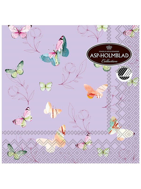 Asp-Holmblad 20stk Servietter 33cm 3-lag SPRING BUTTERFLIES L