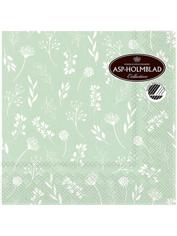 Asp-Holmblad 20stk Servietter 33cm 3-lag TILDA DUSTY GREEN WH