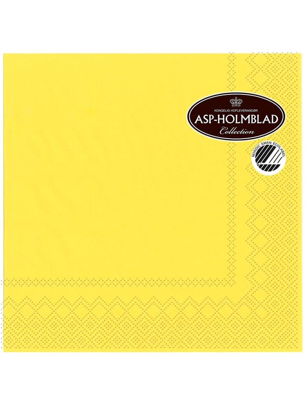 Asp-Holmblad 20stk Servietter 40cm 3-lag Ensfarvet Gul