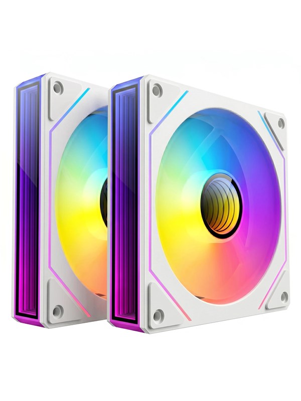DUTZO INF 120 PWM ARGB White (2-pack) - Gehäuselüfter - 120mm - Weiß mit RGB LED - 28 dBA