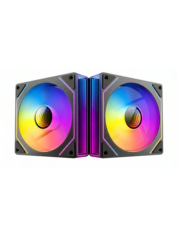 DUTZO INF 120 PWM ARGB Reverse (2-pack) - Gehäuselüfter - 120mm - Schwarz mit RGB LED - 28 dBA