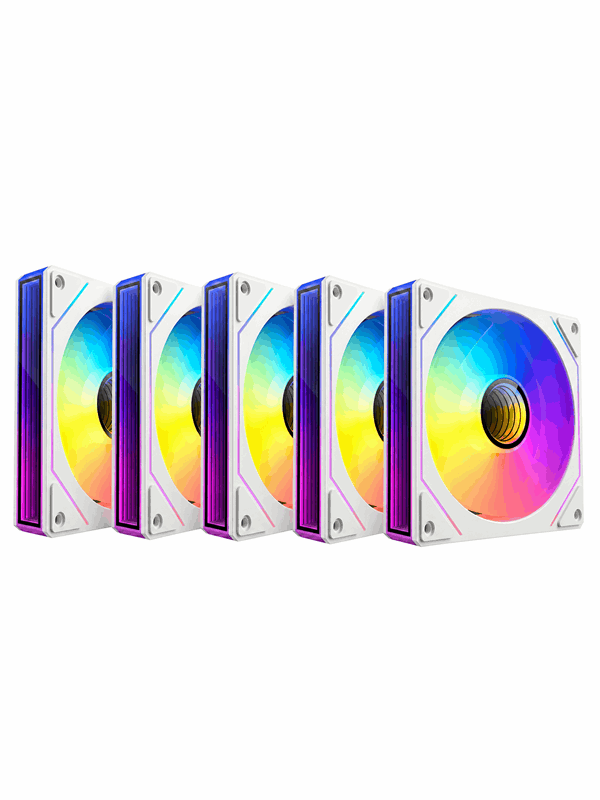 DUTZO INF 120 PWM ARGB Reverse (5-pack) - Gehäuselüfter - 120mm - Weiß mit RGB LED - 28 dBA