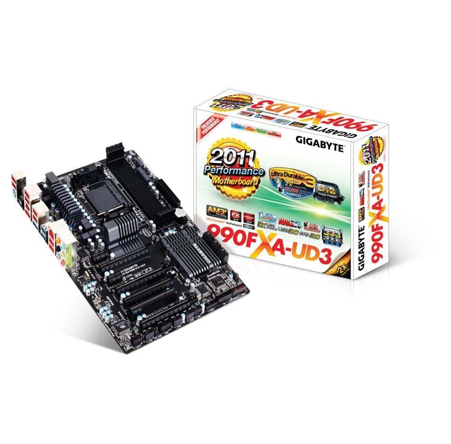 Mainboard - GIGABYTE GA-990FXA-UD3 (Rev 1.0) Mainboard - AMD 990FX - AMD AM3+ socket - DDR3 RAM - ATX - GA-990FXA-UD3