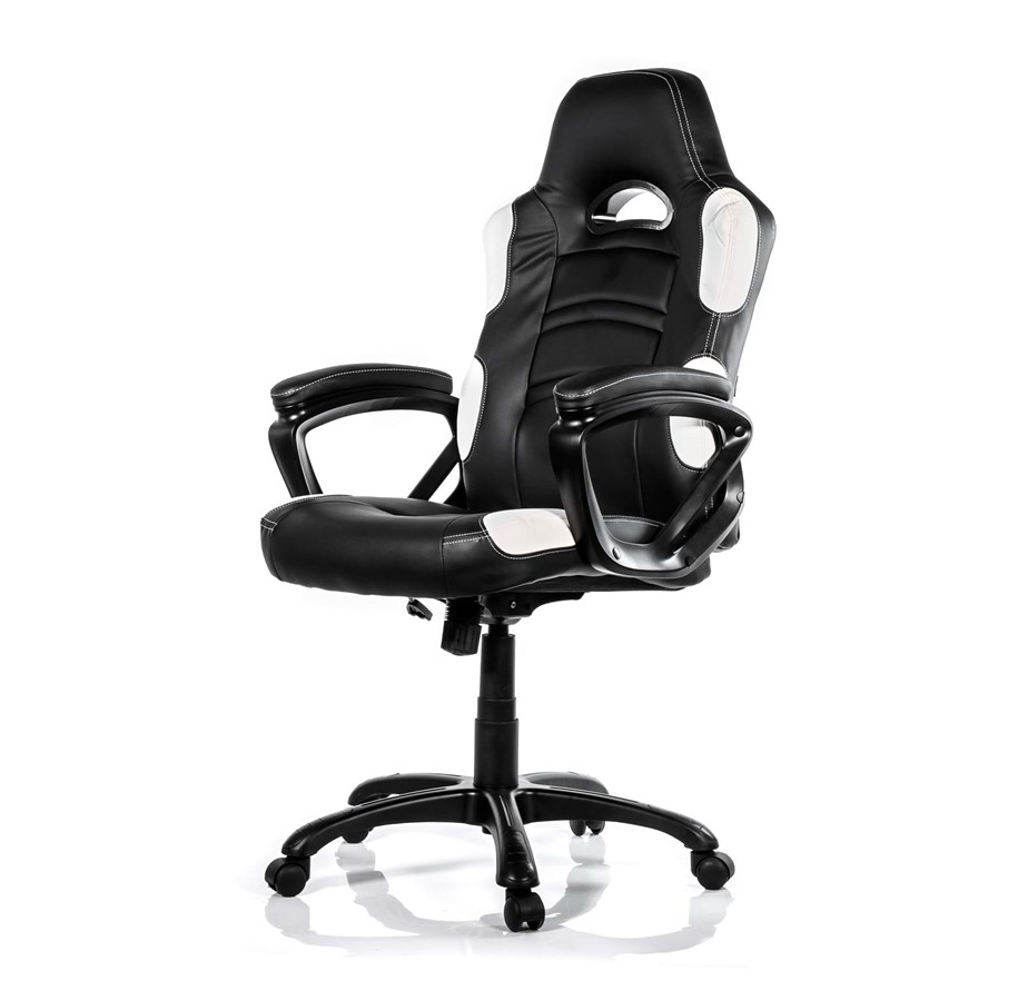 Gaming Stühle - Arozzi Enzo Gaming Stuhl - Weiß Gaming Stuhl - Schwarz / Weiß - PU-Leder - Bis zu 120 kg - ENZO-WH