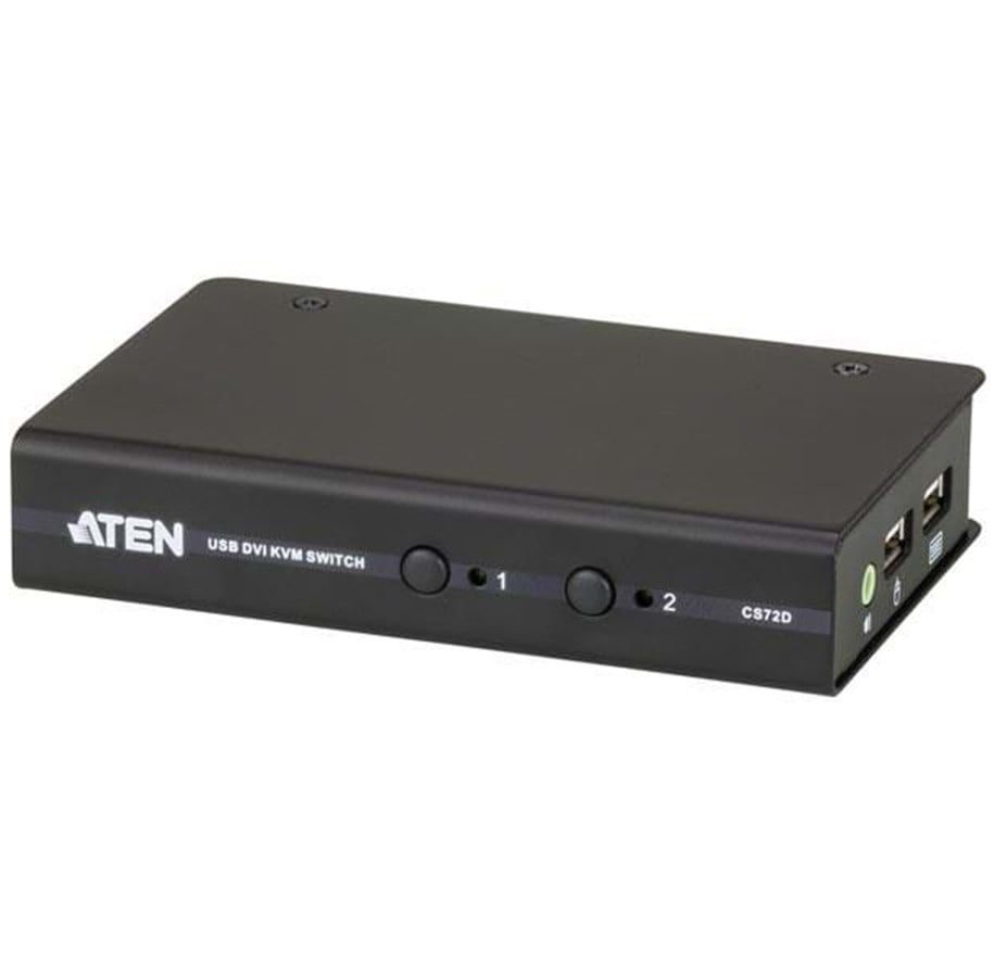 KVM Switches - ATEN 2 port USB DVI KVM   (KVM Cables Included) - CS72D-AT