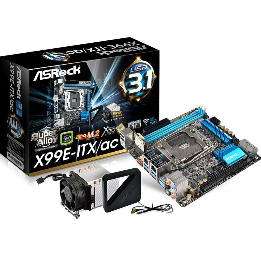 Mainboard - ASRock X99E-ITX/ac Mainboard - Intel X99 Express - Intel LGA2011-V3 socket - DDR4 RAM - ITX - X99E-ITX/AC