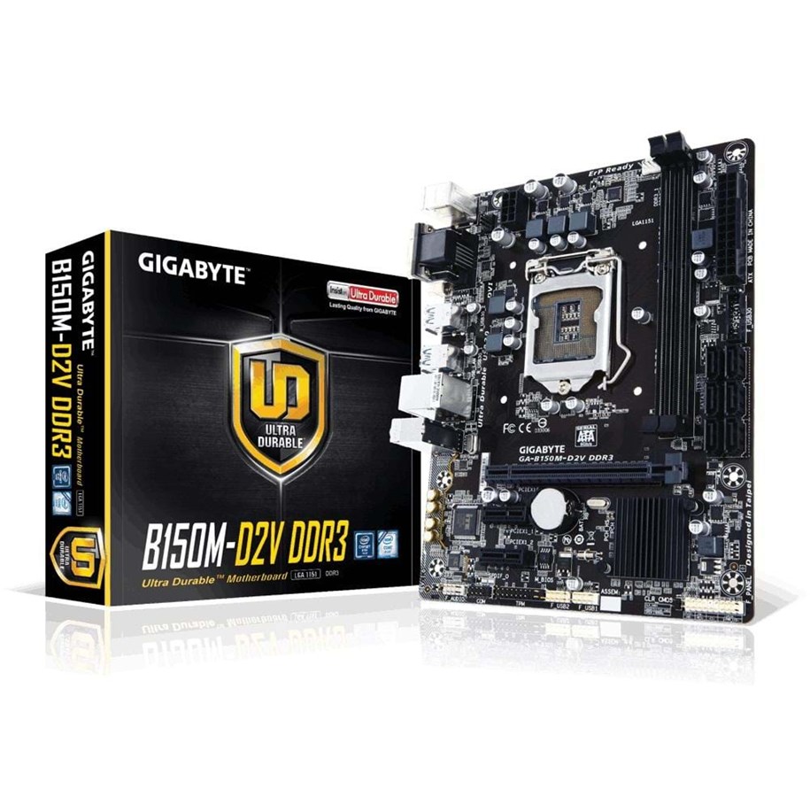 Mainboard - GIGABYTE GA-B150M-D2V DDR3 Mainboard - Intel B150 Express - Intel LGA1151 socket - DDR3L (Low Voltage) RAM - Micro-ATX - GA-B150M-D2V DDR3