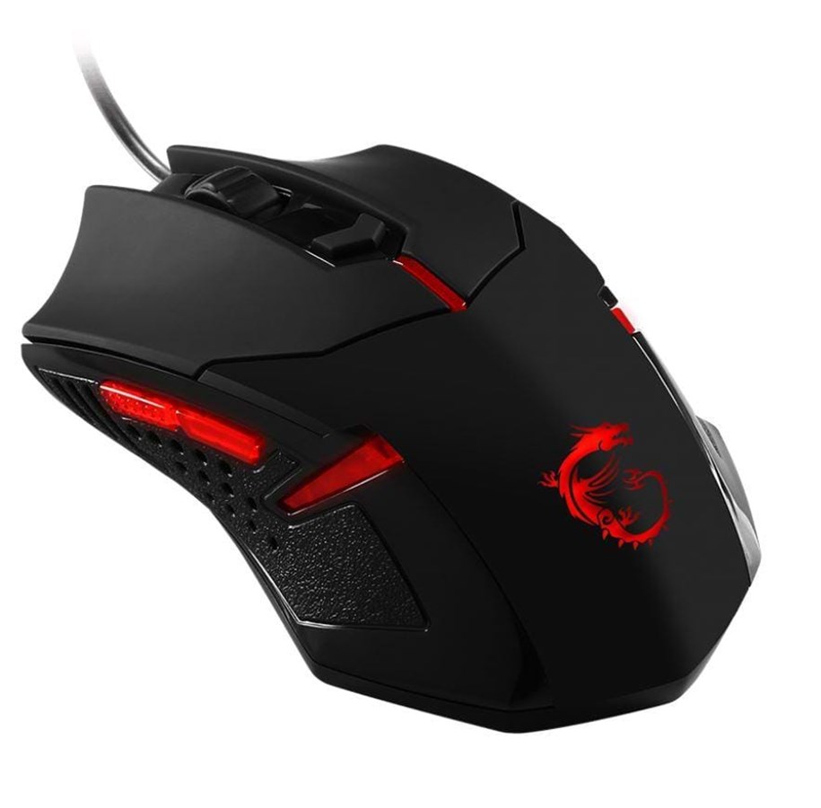 Maus - MSI GAMING Mouse - Interceptor DS B1 - Gaming Maus (Schwarz mit rotem Licht) - S12-0401250-EB5